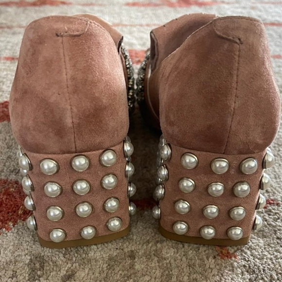 Rare Jeffrey Campbell Pearl Rhinestone Suede Heels 6 - Picture 3 of 4